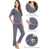 image:imageWiWi Womens Viscose from Bamboo Pajamas Set Short Sleeve Top with Pants Pjs Soft V Neck Sleepwear Lightweight Loungewear S3XCdark Grey