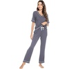 image:imageWiWi Womens Viscose from Bamboo Pajamas Set Short Sleeve Top with Pants Pjs Soft V Neck Sleepwear Lightweight Loungewear S3XCdark Grey