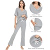 image:imageWiWi Womens Viscose from Bamboo Pajamas Set Short Sleeve Top with Pants Pjs Soft V Neck Sleepwear Lightweight Loungewear S3XCheather Grey