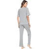 image:imageWiWi Womens Viscose from Bamboo Pajamas Set Short Sleeve Top with Pants Pjs Soft V Neck Sleepwear Lightweight Loungewear S3XCheather Grey