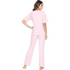 image:imageWiWi Womens Viscose from Bamboo Pajamas Set Short Sleeve Top with Pants Pjs Soft V Neck Sleepwear Lightweight Loungewear S3XCpink
