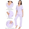image:imageWiWi Womens Viscose from Bamboo Pajamas Set Short Sleeve Top with Pants Pjs Soft V Neck Sleepwear Lightweight Loungewear S3XCtaro Purple