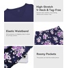 image:imageWiWi Womens Viscose from Bamboo Pajamas Set Short Sleeve Top with Pants Pjs Soft V Neck Sleepwear Lightweight Loungewear S3XDdark NavyPurple Floral