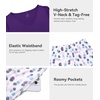 image:imageWiWi Womens Viscose from Bamboo Pajamas Set Short Sleeve Top with Pants Pjs Soft V Neck Sleepwear Lightweight Loungewear S3XDdark Purple Dots