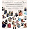 image:imageWiWi Womens Viscose from Bamboo Pajamas Set Short Sleeve Top with Pants Pjs Soft V Neck Sleepwear Lightweight Loungewear S3XDmidnight Blue Print