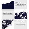 image:imageWiWi Womens Viscose from Bamboo Pajamas Set Short Sleeve Top with Pants Pjs Soft V Neck Sleepwear Lightweight Loungewear S3XDnavy Floral