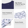 image:imageWiWi Womens Viscose from Bamboo Pajamas Set Short Sleeve Top with Pants Pjs Soft V Neck Sleepwear Lightweight Loungewear S3XDnavy Print