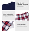 image:imageWiWi Womens Viscose from Bamboo Pajamas Set Short Sleeve Top with Pants Pjs Soft V Neck Sleepwear Lightweight Loungewear S3XDnavyRed Plaid
