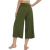 image:imageWiWi Womens Wide Leg Capri Pants Viscose from Bamboo Palazzo Lounge Bottoms with Pockets High Waist Pajama Bottom SXXLArmy Green