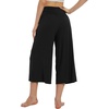 image:imageWiWi Womens Wide Leg Capri Pants Viscose from Bamboo Palazzo Lounge Bottoms with Pockets High Waist Pajama Bottom SXXLBlack