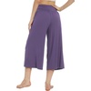 image:imageWiWi Womens Wide Leg Capri Pants Viscose from Bamboo Palazzo Lounge Bottoms with Pockets High Waist Pajama Bottom SXXLLavender