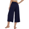 image:imageWiWi Womens Wide Leg Capri Pants Viscose from Bamboo Palazzo Lounge Bottoms with Pockets High Waist Pajama Bottom SXXLNavy