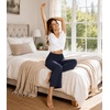 image:imageWiWi Womens Wide Leg Capri Pants Viscose from Bamboo Palazzo Lounge Bottoms with Pockets High Waist Pajama Bottom SXXLNavy