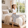 image:imageWiWi Womens Wide Leg Capri Pants Viscose from Bamboo Palazzo Lounge Bottoms with Pockets High Waist Pajama Bottom SXXLOat Milk
