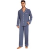 image:imageWiWi Bamboo Viscose Mens Pajamas Set Soft Button Down Cooling Sleepwear and Pants Knit Lounge PJs with Pockets SXXLAblue