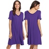 image:imageWiWi Bamboo Viscose Nightgowns for Women Short Sleeve V Neck Sleepwear Super Soft Sleep Dress Cool Plus Size Nightshirt S4XAlilac