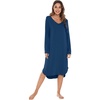 image:imageWiWi Bamboo Viscose Nightgowns for Women Soft Long Sleeve Sleep Shirt Nightshirts Cooling Pajamas Sleepwear S4XAink Blue