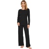 image:imageWiWi Bamboo Viscose Pajama Set for Women Super Soft Long Sleeve Top with Pants Loungewear Cooling 2 Piece Pjs Sets SXXLAblack