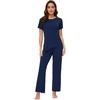 image:imageWiWi Bamboo Viscose Pajama Sets for Women Soft Sleepwear with Pants Set Stretchy 2 Pieces Pjs SXXLStyle Anavy