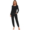 image:imageWiWi Bamboo Viscose Pajamas Set for Women Cooling Long Sleeve Sleepwear Super Soft Loungewear Pjs Jogger Pants Lounge SXXLAsolid Black