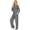 image:imageWiWi Bamboo Viscose Pajamas for Women Set 2 Piece Lace Trim Long Sleeve Womens Pajama Sets Plus Size Pjs with Pockets S4XAdark Heather Grey