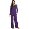 image:imageWiWi Bamboo Viscose Pajamas for Women Set 2 Piece Lace Trim Long Sleeve Womens Pajama Sets Plus Size Pjs with Pockets S4XAdark Purple