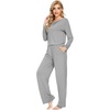 image:imageWiWi Bamboo Viscose Pajamas for Women Set 2 Piece Lace Trim Long Sleeve Womens Pajama Sets Plus Size Pjs with Pockets S4XAheather Grey