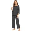 image:imageWiWi Bamboo Viscose Pajamas for Women Soft 34 Sleeve Pajama Sets Loose Knit Sleepwear Casual Pj Set SXXLCharcoal Heather
