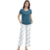 image:imageWiWi Bamboo Viscose Pajamas for Women Super Soft Cooling Loungewear Short Sleeve Tops and Long Pants Sleepwear SXXLCwhiteGreen Dots