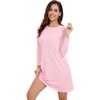 image:imageWiWi Long Sleeve Bamboo Viscose Nightgowns for Women Soft Cooling Lightweight Sleep Night Dress for Women Sleepwear SXXLApink