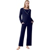 image:imageWiWi Maternity Pajamas 2 Piece Bamboo Viscose Nursing Pajamas for Women Breastfeeding for Hospital Daily Sleepwear SXXLNavy