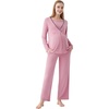 image:imageWiWi Maternity Pajamas 2 Piece Bamboo Viscose Nursing Pajamas for Women Breastfeeding for Hospital Daily Sleepwear SXXLPurple Powder