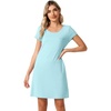 image:imageWiWi Nightgowns for Women Soft Short Sleeve Sleep Nightgown Viscose from Bamboo Night Shirt Sleepwear SXXLCaqua