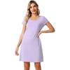 image:imageWiWi Nightgowns for Women Soft Short Sleeve Sleep Nightgown Viscose from Bamboo Night Shirt Sleepwear SXXLCtaro Purple