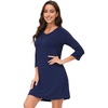 image:imageWiWi Nightgowns for Women Viscose from Bamboo 34 Sleeve Sleepshirt Soft Vneck Nightshirts Loose Sleep Dress SXXLAnavy