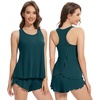 image:imageWiWi Pajama Set for Women Sexy Sleeveless Tops Pjs Viscose from Bamboo Soft Ribbed Fabric Racerback Sleepwear SXXLAdeep Teal