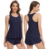 image:imageWiWi Pajama Set for Women Sexy Sleeveless Tops Pjs Viscose from Bamboo Soft Ribbed Fabric Racerback Sleepwear SXXLAnavy