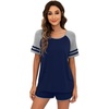 image:imageWiWi Pajamas Set for Women Cooling Short Sleeve Sleepwear Soft Knit Shorts Pjs Sets Viscose from Bamboo SXXLBdark Blue