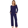 image:imageWiWi Pajamas Sets for Women Soft Long Sleeve Tops and Pants Sleepwear Ladies Pjs Viscose from Bamboo Pj SXXLDnavy
