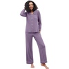 image:imageWiWi Pajamas for Women Bamboo Viscose Soft Ribbed Sleepwear Button Down Top and Pants 2 Piece Loungewear SXXLAviolet