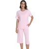 image:imageWiWi Pajamas for Women Soft Knit Capri Pants Pajama Sets Summer Pjs Sleepwear Comfy Lounge Set Viscose from Bamboo SXXLEpink