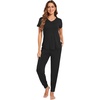 image:imageWiWi Pajamas for Women Soft Pajama Sets Short Sleeve Tops with Jogger Pants Viscose from Bamboo Pjs SXXLAblack