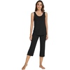 image:imageWiWi Pajamas for WomenViscose Made from Bamboo Sleeveless Pjs Tank Top Capri Pants Pajama Set SXXLAblack