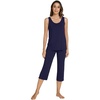 image:imageWiWi Pajamas for WomenViscose Made from Bamboo Sleeveless Pjs Tank Top Capri Pants Pajama Set SXXLAnavy