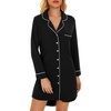 image:imageWiWi Soft Cooling Nightgowns for Women Bamboo Viscose Long Sleeve Sleep Shirt Button Down Sleepwear Boyfriend Gown SXXLAblack