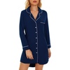 image:imageWiWi Soft Cooling Nightgowns for Women Bamboo Viscose Long Sleeve Sleep Shirt Button Down Sleepwear Boyfriend Gown SXXLAnavy