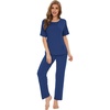 image:imageWiWi Soft Pajama Set for Women Short Sleeve Viscose from Bamboo Sleepwear Lightweight Loose Pajamas Pjs Sets SXXLBblue Depth