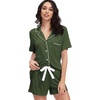 image:imageWiWi Soft Pajamas Set for Women Button Down Short Pajama Sets Plus Size Pjs Sleepwear Viscose from Bamboo S4XAarmy Green