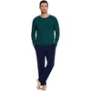 image:imageWiWi Super Soft Cooling Pajamas for Men Viscose Bamboo Long Sleeve Pj Set Crew Neck Loungewear with Pockets SXXLCpeacock Greennavy