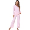 image:imageWiWi Viscose from Bamboo Pajama Set for Women 2 Pieces Long Sleeve Loungwear Soft Sleepwear Loose Comfy Pj Sets Pockets SXXLBpink